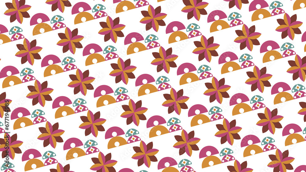 Mosaic abstract with flowers seamless pattern background