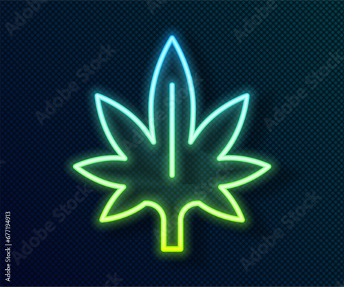 Glowing neon line Medical marijuana or cannabis leaf icon isolated on black background. Hemp symbol. Vector