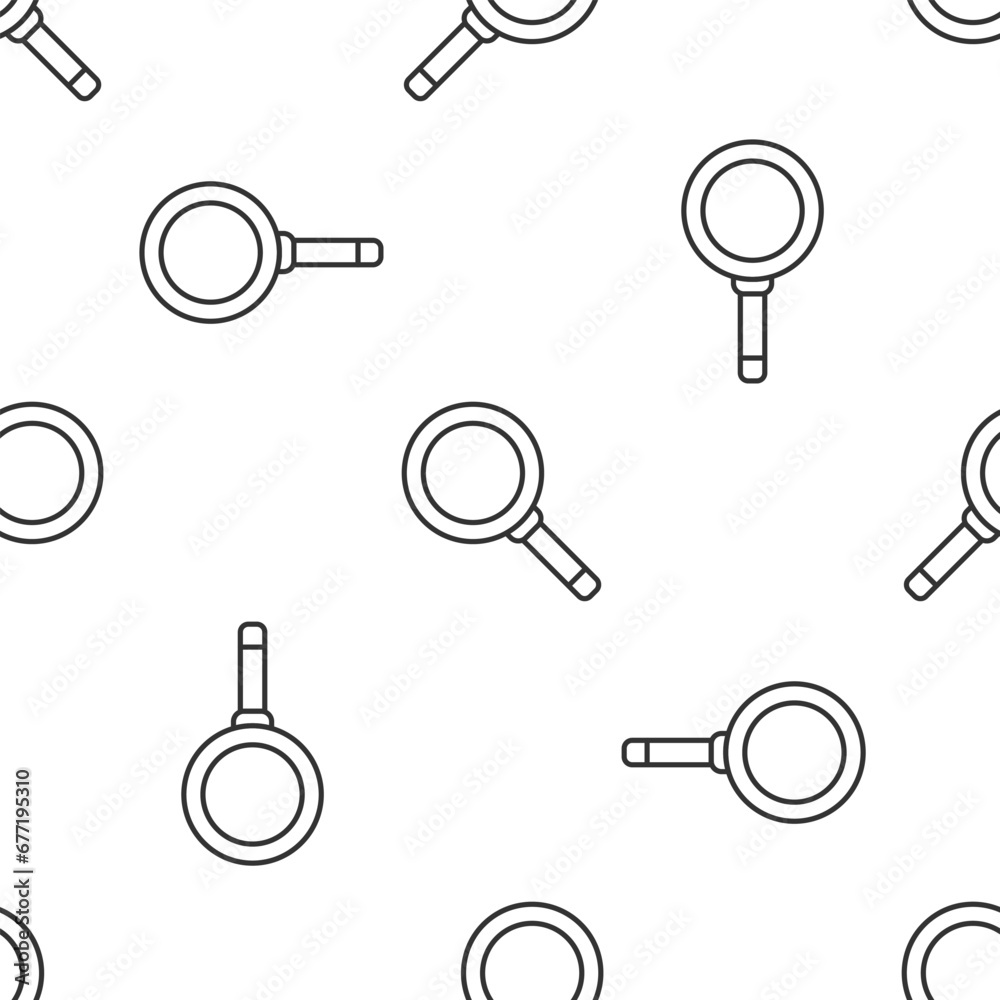Grey line Frying pan icon isolated seamless pattern on white background. Fry or roast food symbol. Vector Grey line Frying pan icon isolated seamless pattern on white background. Fry or roast food symbol. Vector