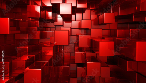 Abstract wallpaper with red squares technical aesthetics