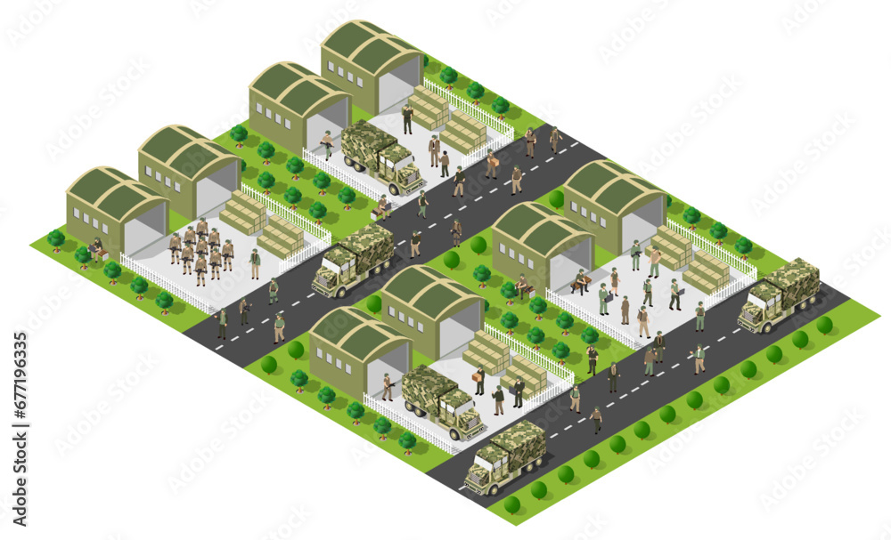 Module object element for building design army armed troop isometric