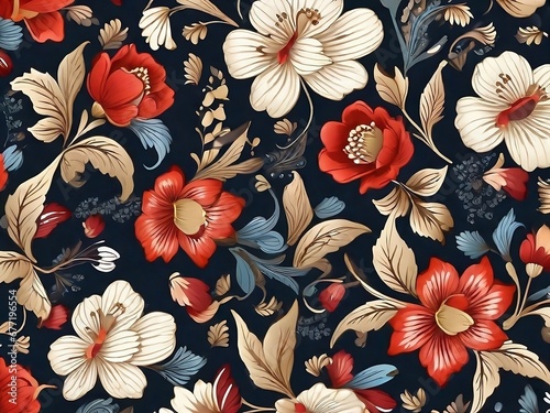 Seamless pattern with flowers. Generative Al