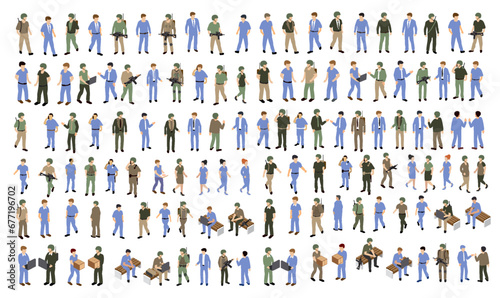 Isometric people set urban business businessman and woman