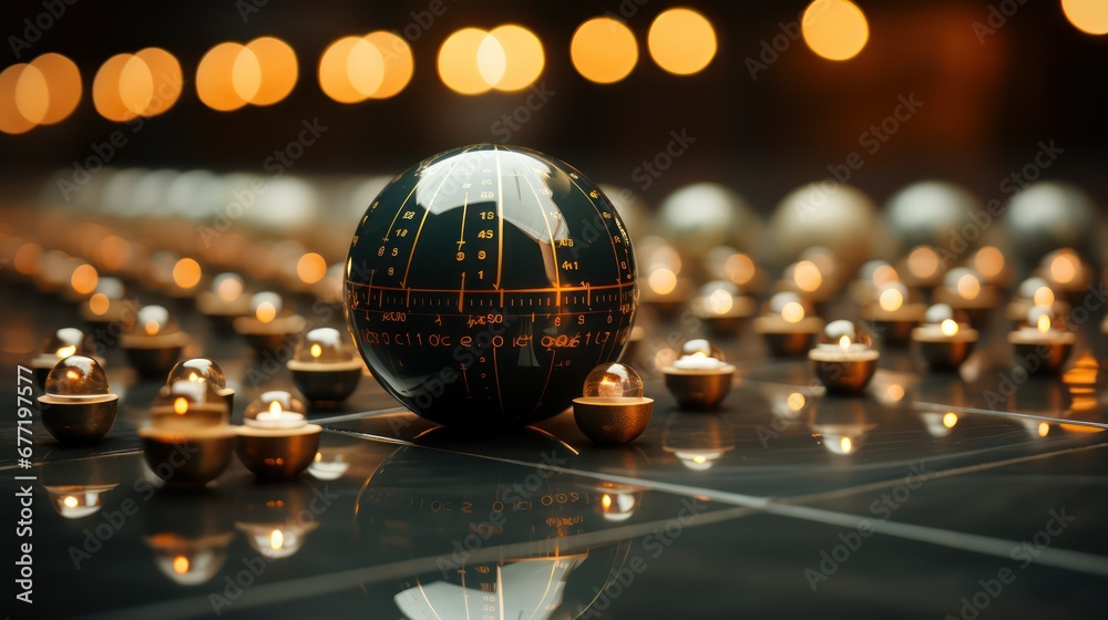 Fototapeta premium Globe on the table with bokeh background, business concept