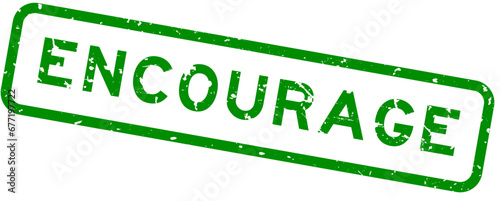Grunge green encourage word square rubber seal stamp on white background
