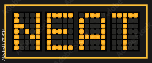 Orange color led banner in word neat on black background