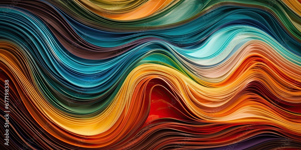 Wavy lot of colored paper sheets as abstract background.