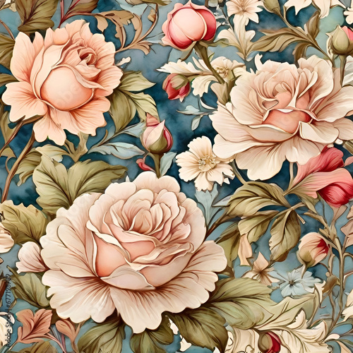 Watercolor Floral Pattern, generative ai