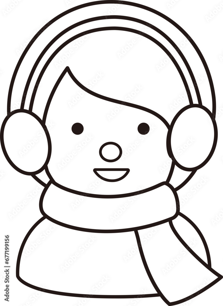 Portrait of girl wearing scarf outline Portrait of girl wearing scarf outline