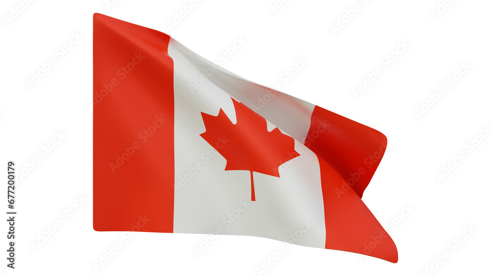 Canada flag realistic 3d render isolated, canada flag isolated, canada flag background Canada flag realistic 3d render isolated, canada flag isolated, canada flag background