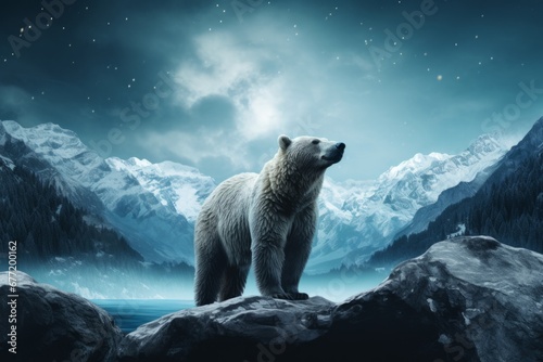 Polar Bear created with Generative AI Technology, ai, generative