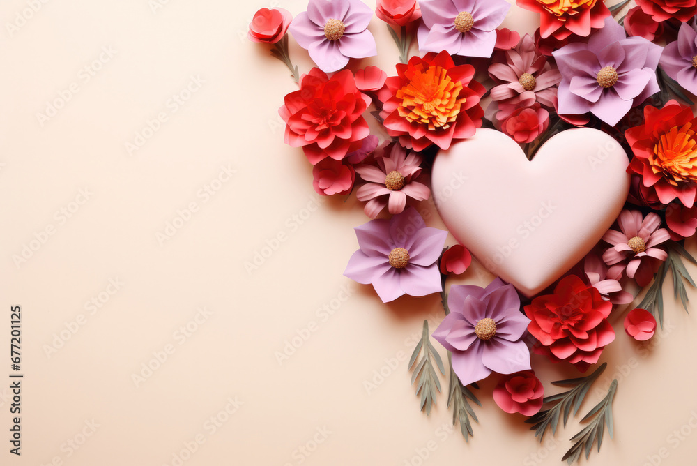 Heart of different colors on an beige background with a copy space. Valentine's Day Card Heart of different colors on an beige background with a copy space. Valentine's Day Card