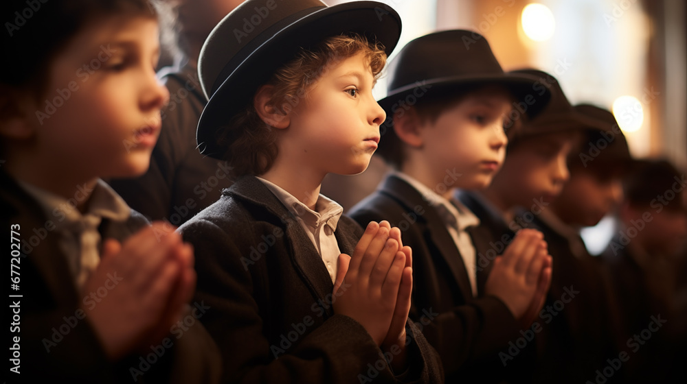 Young Jewish boys praying