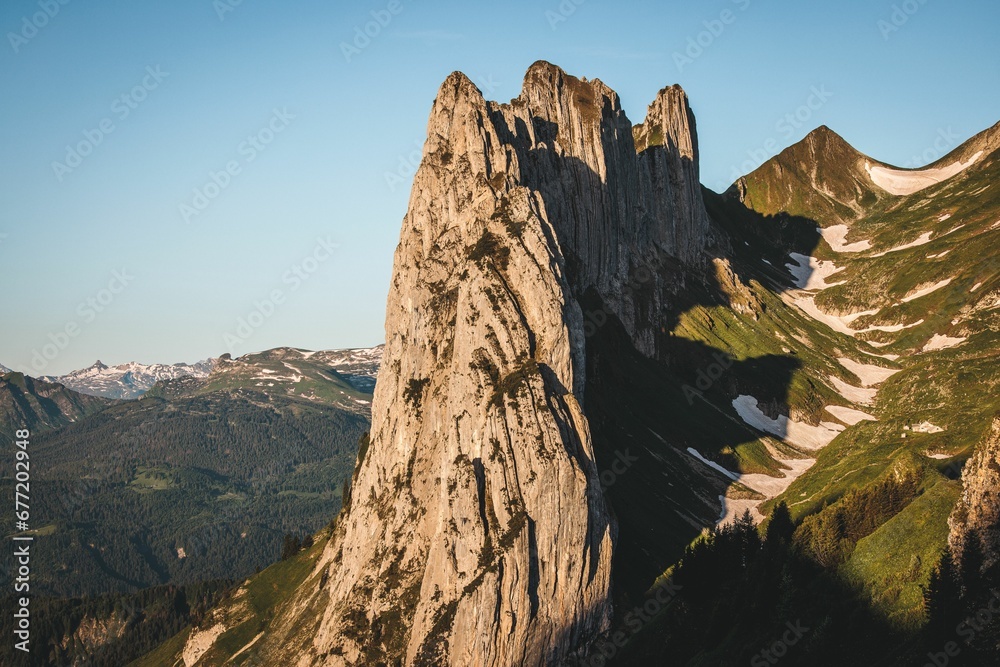 Spectacular rock formation Saxer Lucke in the Appenzell region ,Switzerland