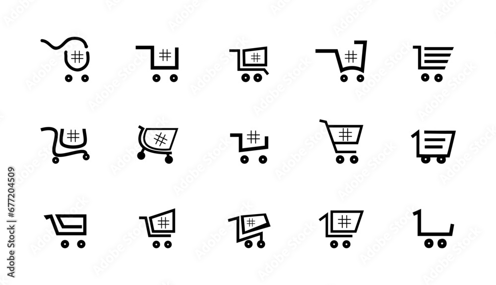 Set collection of vector shopping cart icons, Simple style for web template and app. Online store, shop basket, bag concept. Vector illustration Set collection of vector shopping cart icons, Simple style for web template and app. Online store, shop basket, bag concept. Vector illustration
