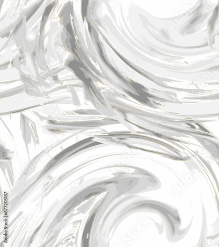 Seamless pattern of swirling strokes of acrylic white and gray paint with gilded veining. Vector