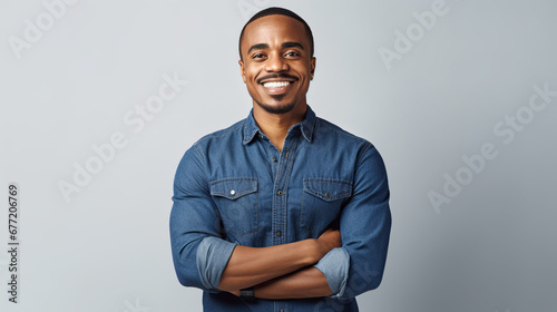 Portrait african american man white shirt smile