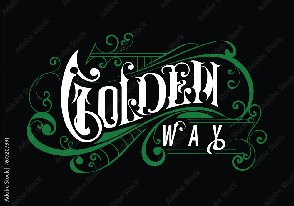 GOLDEN WAY word lettering custom design