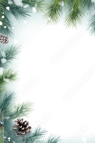 Christmas Pine Tree Border. Festive Framework with Fir Branches for Winter Holiday Decoration