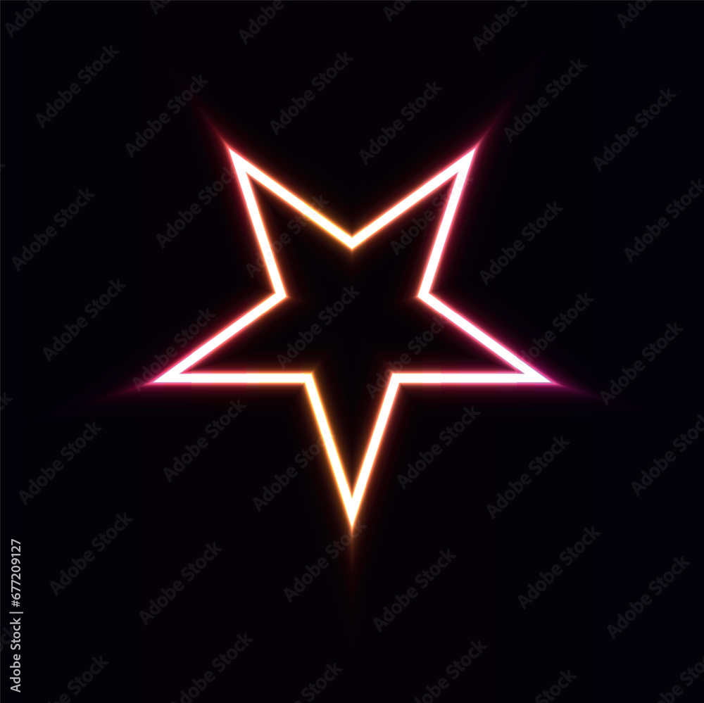 Neon light effect star geometric shape vector illustration. Neon light effect star geometric shape vector illustration.