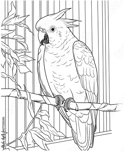 Cockatoo in captivity coloring page