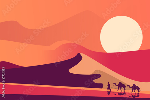 illustration of a camel in desert