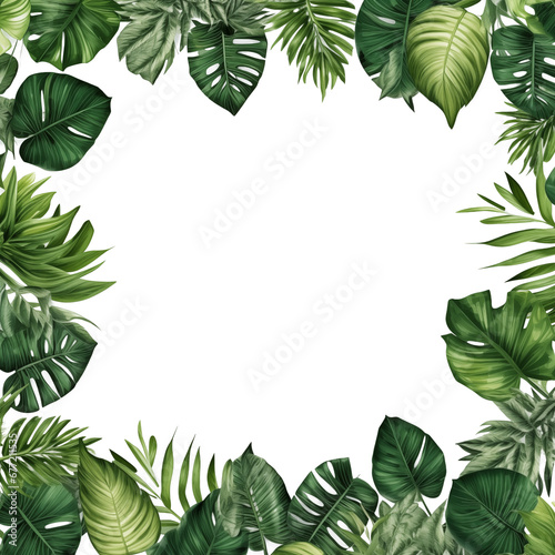 Green leaf frame with copy space isolated on white