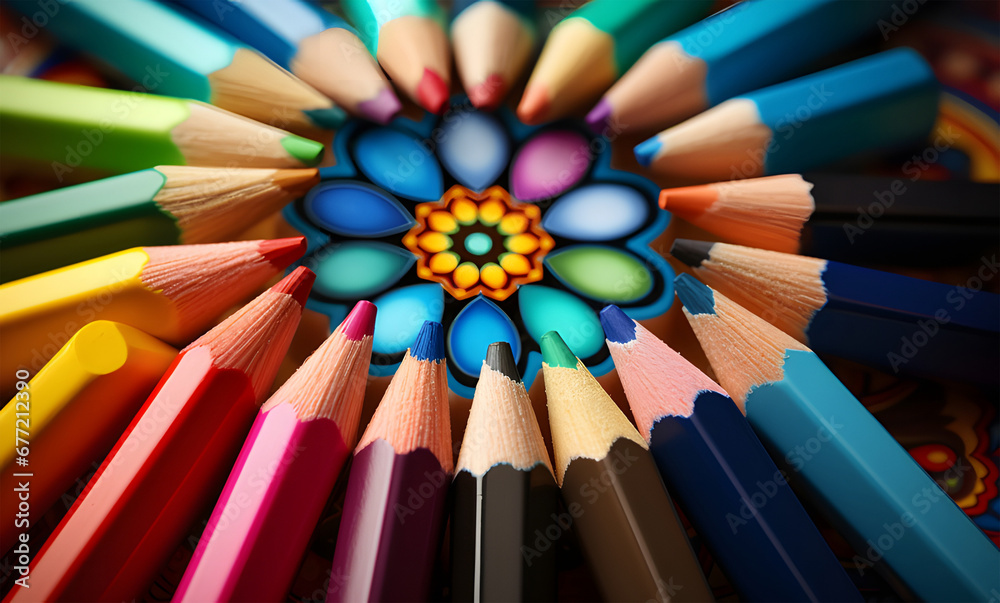 Fototapeta premium color pencils ai generative