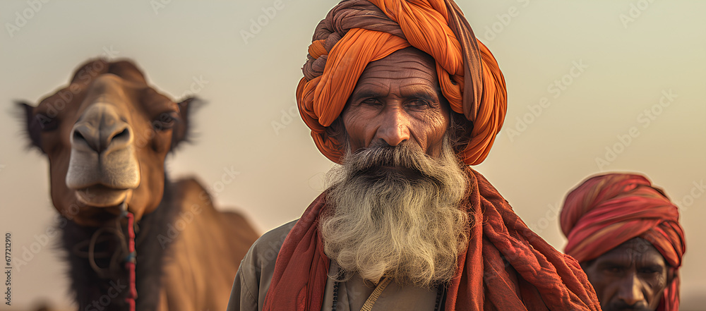 Bearded Man and Desert Turban, AI Generated