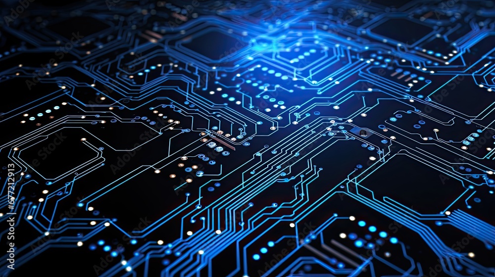 Blue tone circuit board and connection technology background image