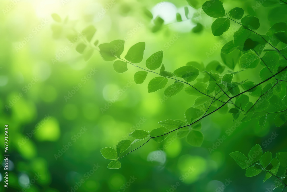 Obraz premium Nature of green leaf in garden at summer. Closeup beautiful Natural green leaves plants using as spring background. Generative AI.