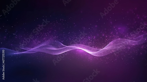 Digital purple particles wave and light abstract background with shining dots stars 