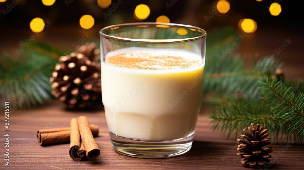 Eggnog in a glass fall winter season Christmas beverage Eggnog in a glass fall winter season Christmas beverage