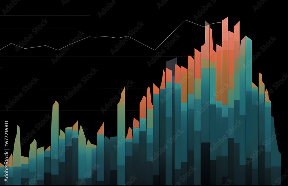 upward bar chart graph in flame colors showing growth and success of product and business 