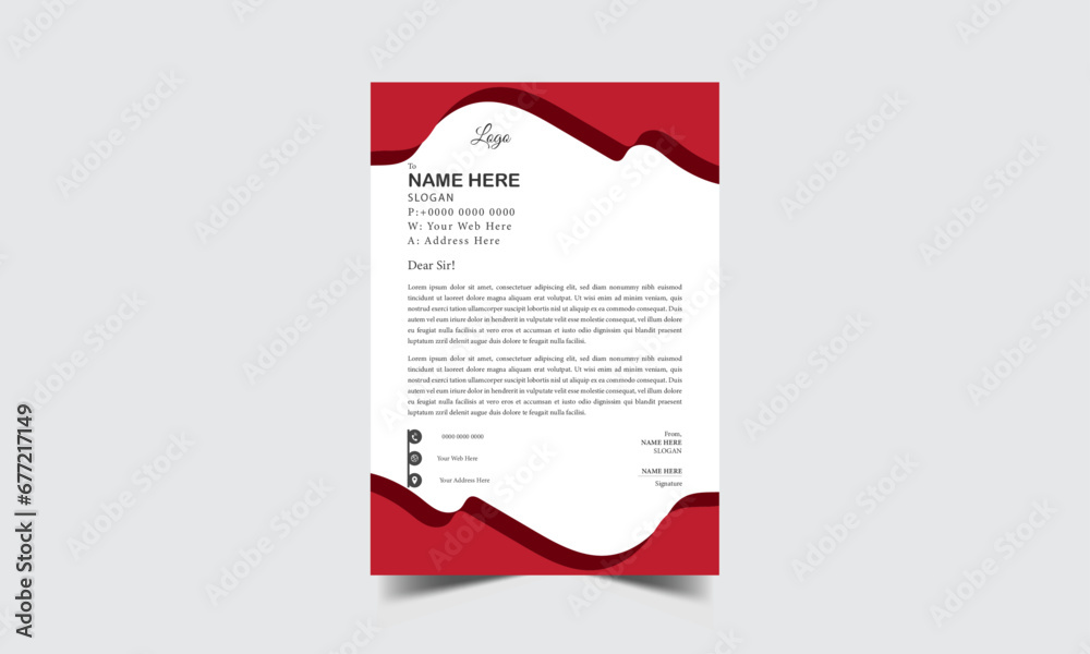 Professional letterhead template design for business project. Corporate letterhead document