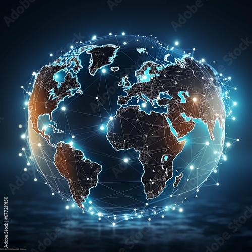 communication concept, world map connected network, internet connection