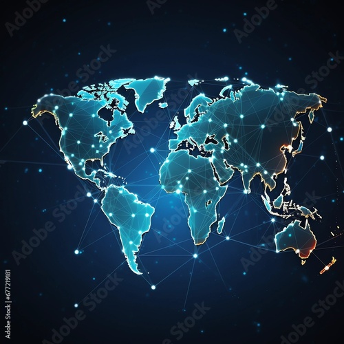 world map connected network, internet connection
