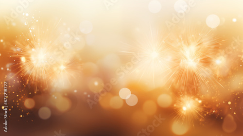 Abstract background new year, Gold fireworks and celebrating holiday, copy space, generative ai 