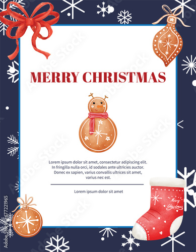 Merry Christmas fair invite card with red and green style.