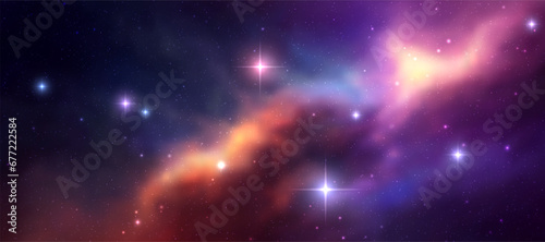 Fototapeta Naklejka Na Ścianę i Meble -  Space vector background with realistic nebula and shining stars. Magic colorful galaxy with stardust
