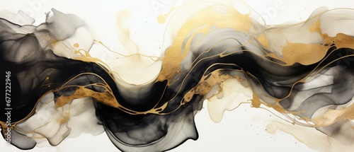Panel kuchenny z motywem Abstract marble texture with gold splashes, luxury background, Natural luxury abstract fluid art watercolor in alcohol ink technique, Generative AI