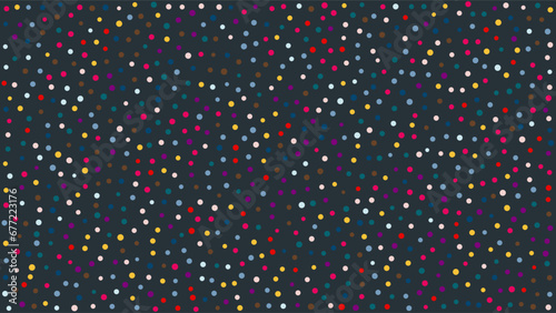 Abstract 16:9 background with different size colorful dots