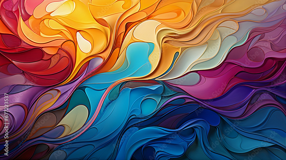 Colorful curved wave pattern,abstract background. Generative AI