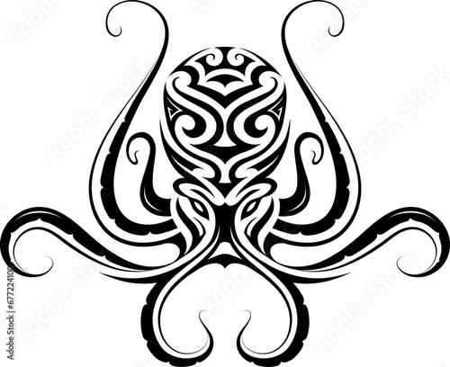 Octopus tattoo in tribal style