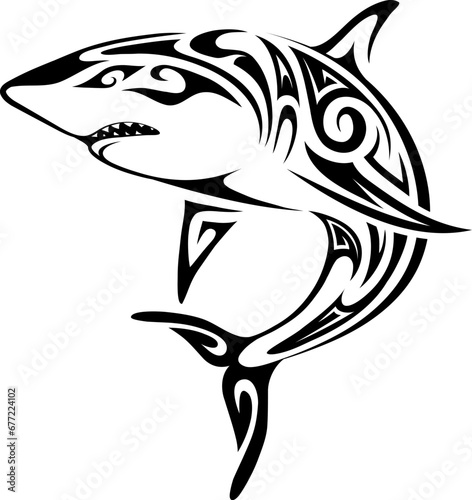 Shark tattoo in tribal style