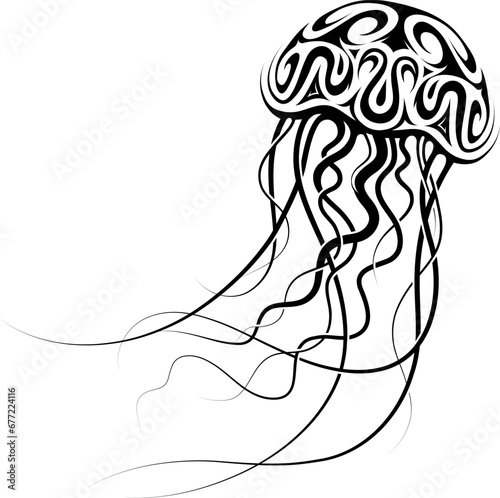 Jellyfish tattoo in tribal style