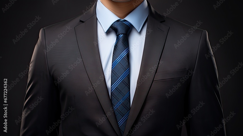 a man in a suit with a blue and black tie and a white shirt and a black ...