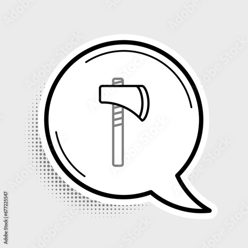 Line Native american tomahawk axe icon isolated on grey background. Colorful outline concept. Vector