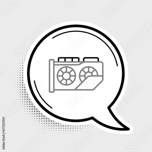 Line Video graphic card icon isolated on grey background. Colorful outline concept. Vector
