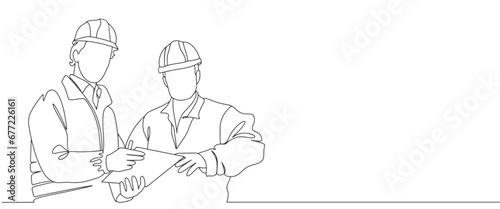 Building Construction worker line art style vector illustration